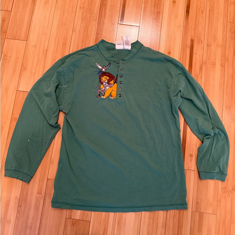 Vintage Disney The Lion King Rafiki & Simba Embroidered Long Sleeve Tee 90s/00s